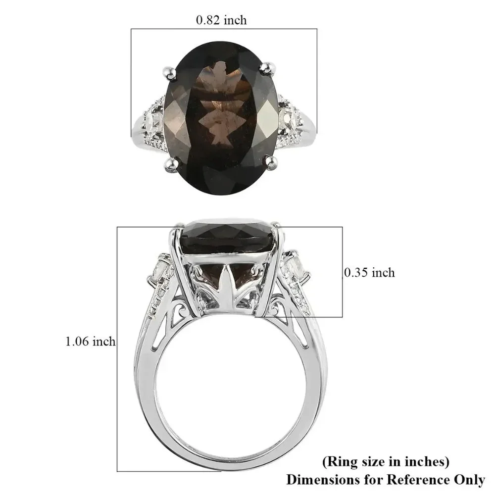 Colombianite and Natural White Zircon Ring in 925 Sterling Silver